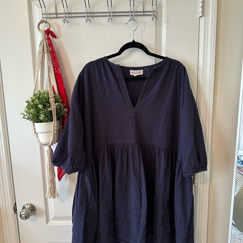 Wiggy Kit Short Painters Dress in Navy Blue